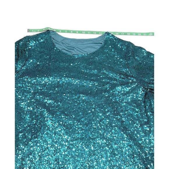 NWT Pinup Fashion Womens Sequin Dress Long Sleeve Green Coctail Plus Size 24 - Picture 15 of 15